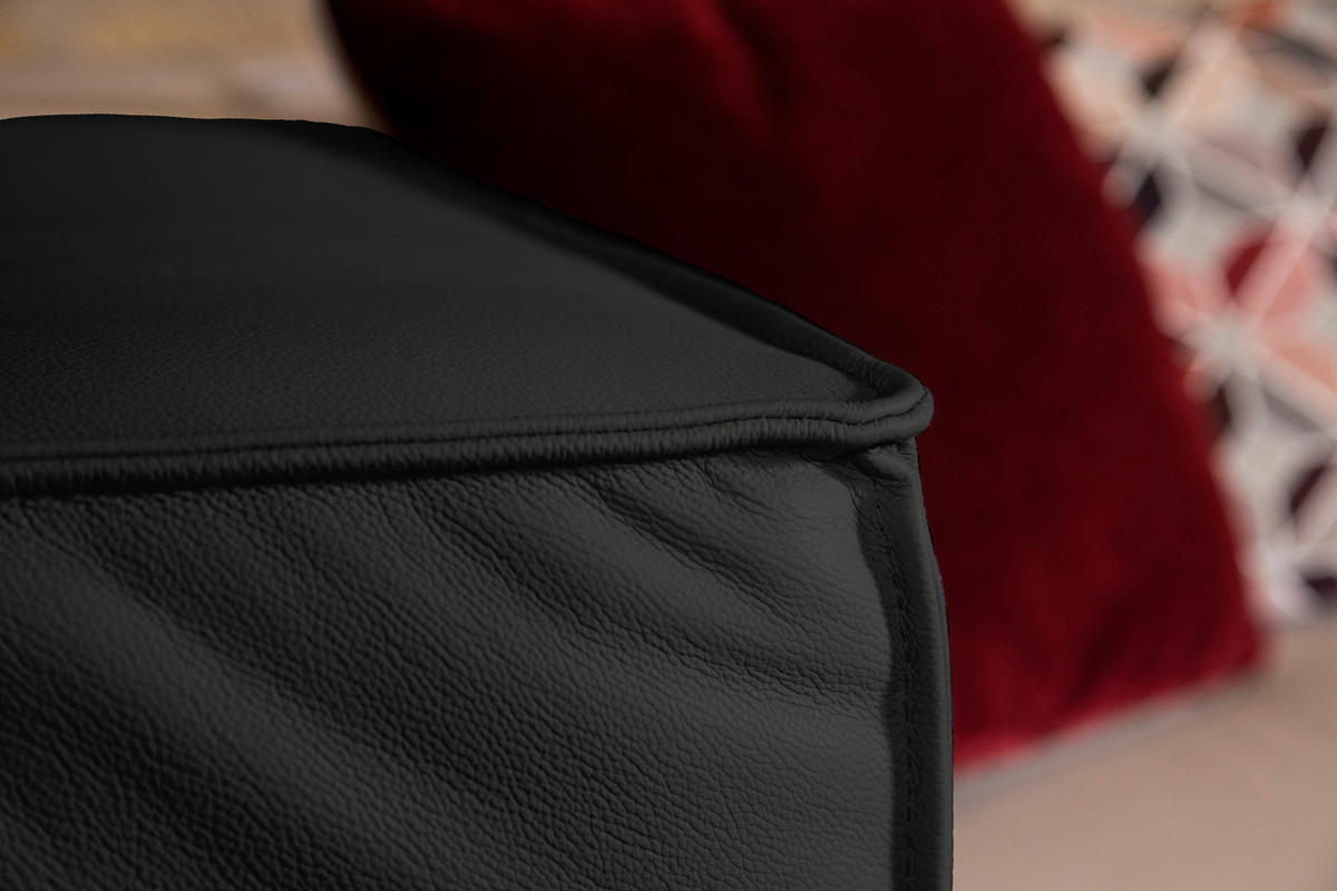 HOCKER in Leder Graphitfarben  - Schwarz/Graphitfarben, Modern, Leder/Kunststoff (120/39/60cm) - W.Schillig