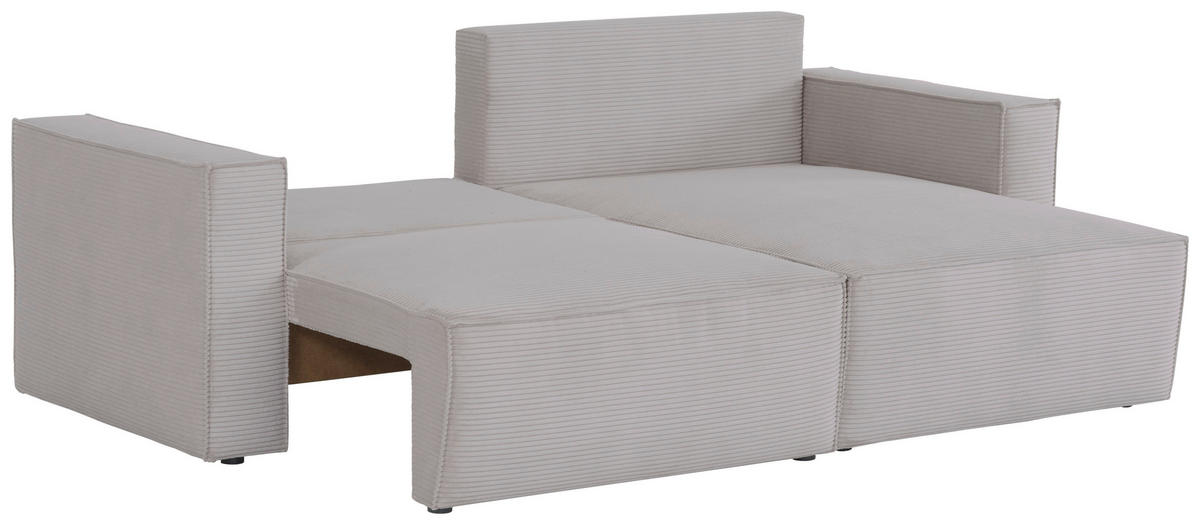 ECKSOFA Grau Feincord  - Schwarz/Grau, KONVENTIONELL, Kunststoff/Textil (242/151cm) - Carryhome