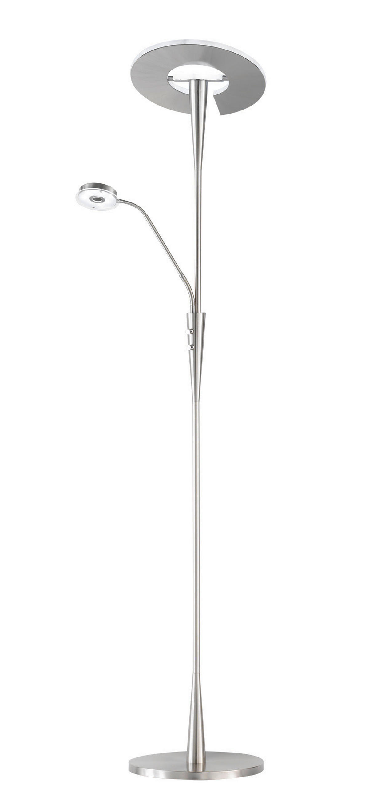 LED-STEHLEUCHTE - Weiss/Nickelfarben, Basics, Kunststoff/Metall (50/180cm) - Trio Leuchten