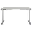 SCHREIBTISCH 140/80/72-118 cm  in Silberfarben, Hellgrau  - Silberfarben/Hellgrau, MODERN, Holzwerkstoff/Metall (140/80/72-118cm) - Novel
