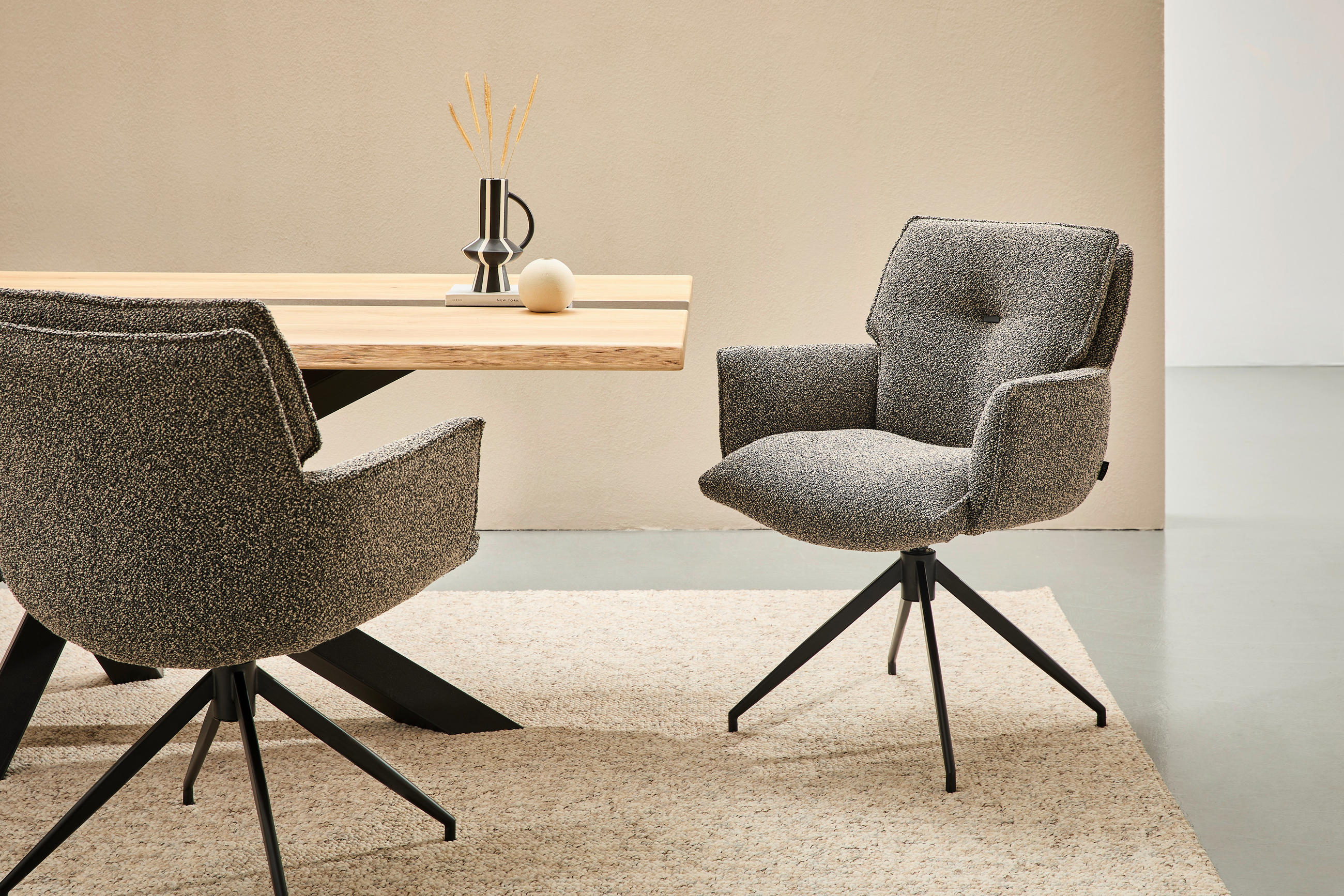 ARMLEHNSTUHL  in Eisen Webstoff  - Dunkelgrau/Schwarz, Design, Textil/Metall (66/89/69cm) - Novel