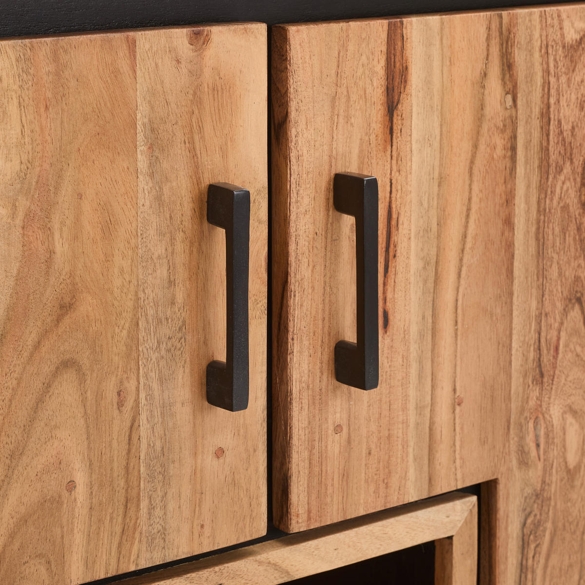 HIGHBOARD  in 150/150/40 cm  - Schwarz/Akaziefarben, Natur, Glas/Holz (150/150/40cm) - Livetastic