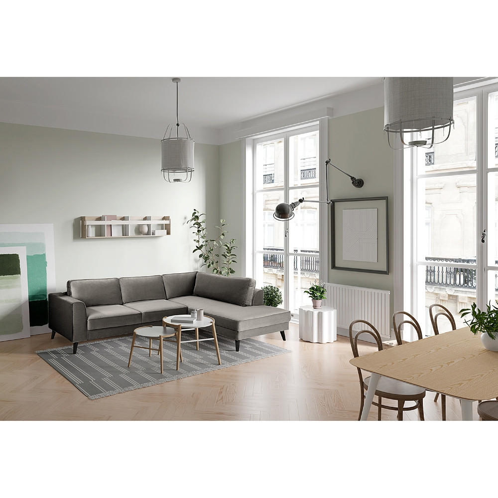ECKSCHLAFSOFA in Samt Grau - Wengefarben/Grau, Modern, Holz/Textil (264/85/203cm) - Trendmanufaktur