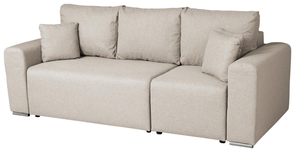 ECKSOFA in Struktur Beige  240/153 cm  - Chromfarben/Beige, Basics, Kunststoff/Textil (240/153cm) - P & B