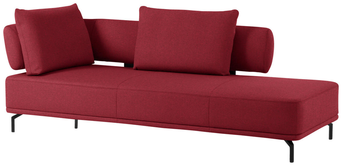RÉCAMIERE Bordeaux Flachgewebe  - Bordeaux/Schwarz, Design, Textil/Metall (227/89/101cm) - Dieter Knoll