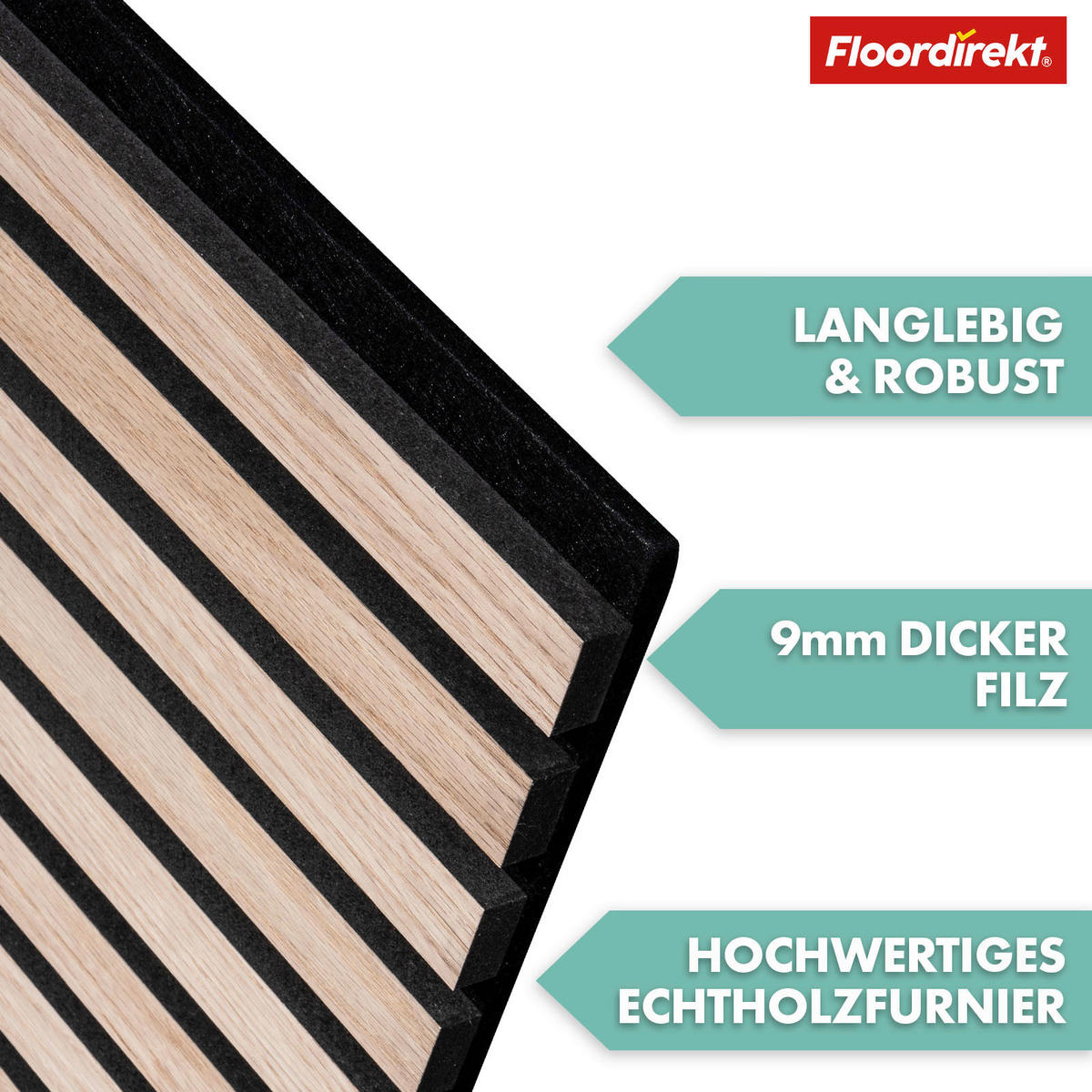 AKUSTIKPANEEL Akustikpaneel Schmal 27/275/2,1 cm  - Eiche Bianco, Basics, Holzwerkstoff (27/275/2,1cm) - Floordirekt