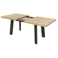 JEDILNA MIZA, črna, hrast artisan  - črna/hrast artisan, Design, leseni material (140/200/76/90cm) - Venda