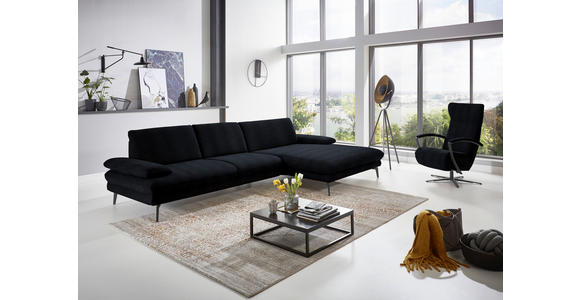 ECKSOFA in Chenille Schwarz 310/180 cm - Schwarz, Design, Textil/Metall (310/180cm) - Dieter Knoll