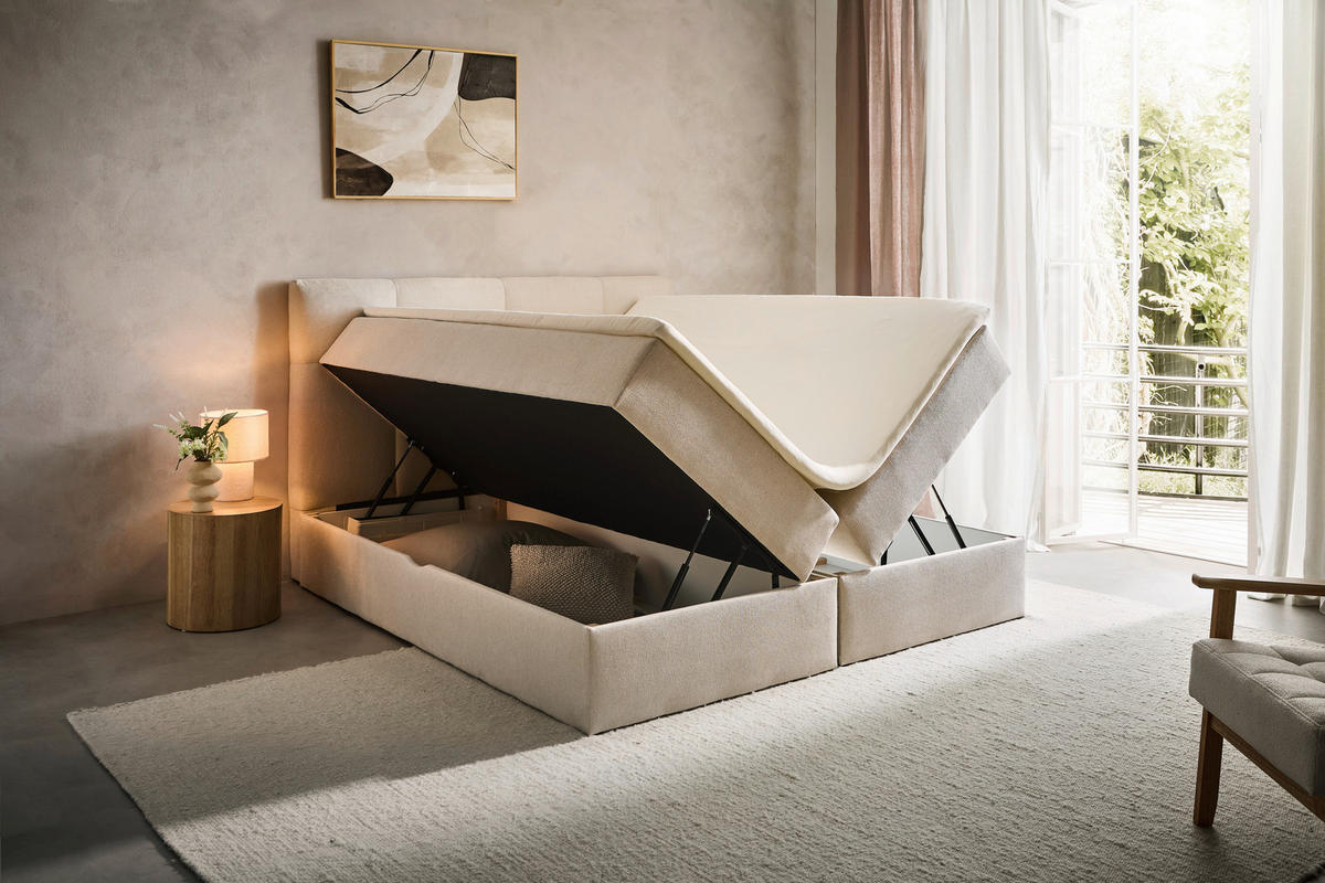 BOXBETT 140/200 cm  in Creme  - Creme, KONVENTIONELL, Textil (140/200cm) - Boxxx