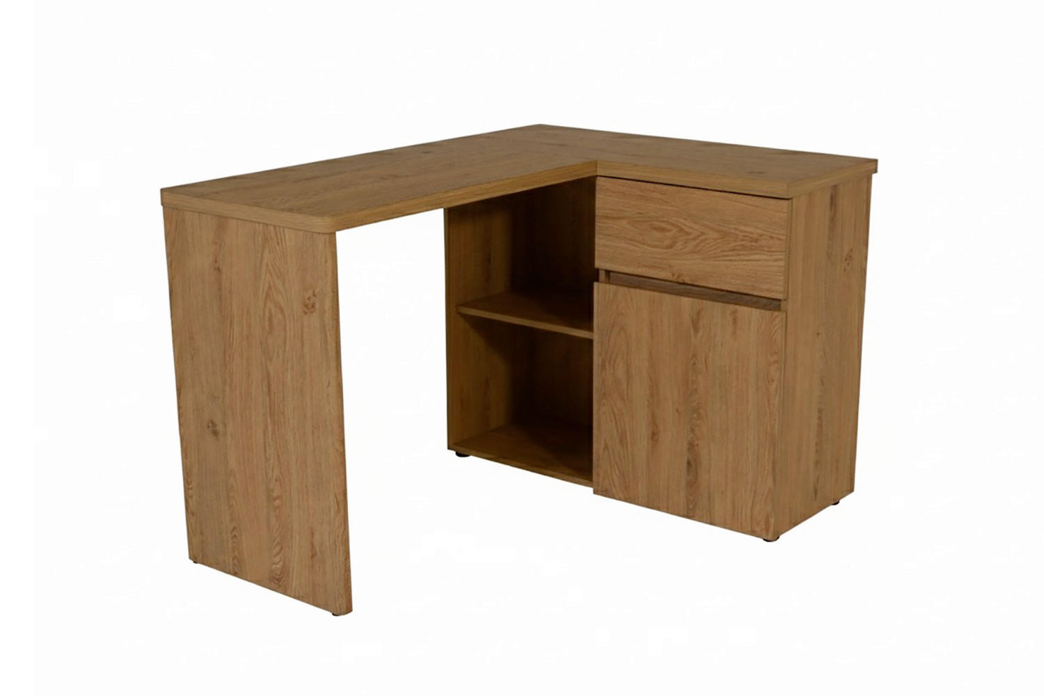 ECKSCHREIBTISCH 117/90/75,7 cm Eichefarben Stauraum, seitenverkehrt montierbar  - Eichefarben, KONVENTIONELL, Holzwerkstoff (117/90/75,7cm) - MID.YOU