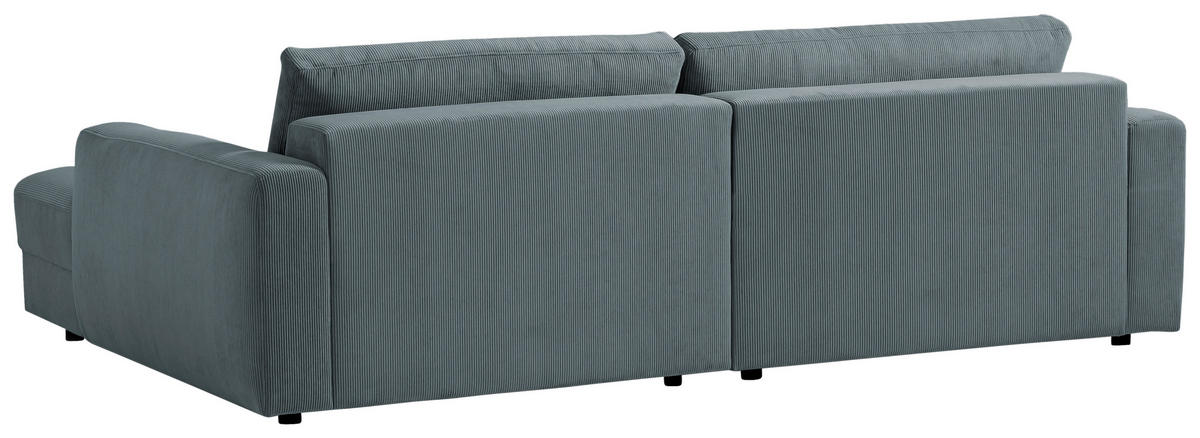ECKSOFA BOURBON Blaugrau Cord  - Blaugrau/Schwarz, MODERN, Textil (250/176cm) - Trendmanufaktur