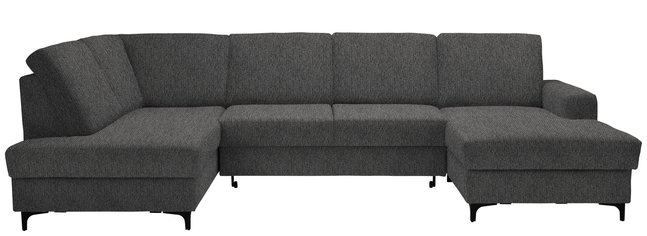 WOHNLANDSCHAFT in Webstoff Graphitfarben  - Schwarz/Graphitfarben, Konventionell, Textil/Metall (185/317/167cm) - Stylife