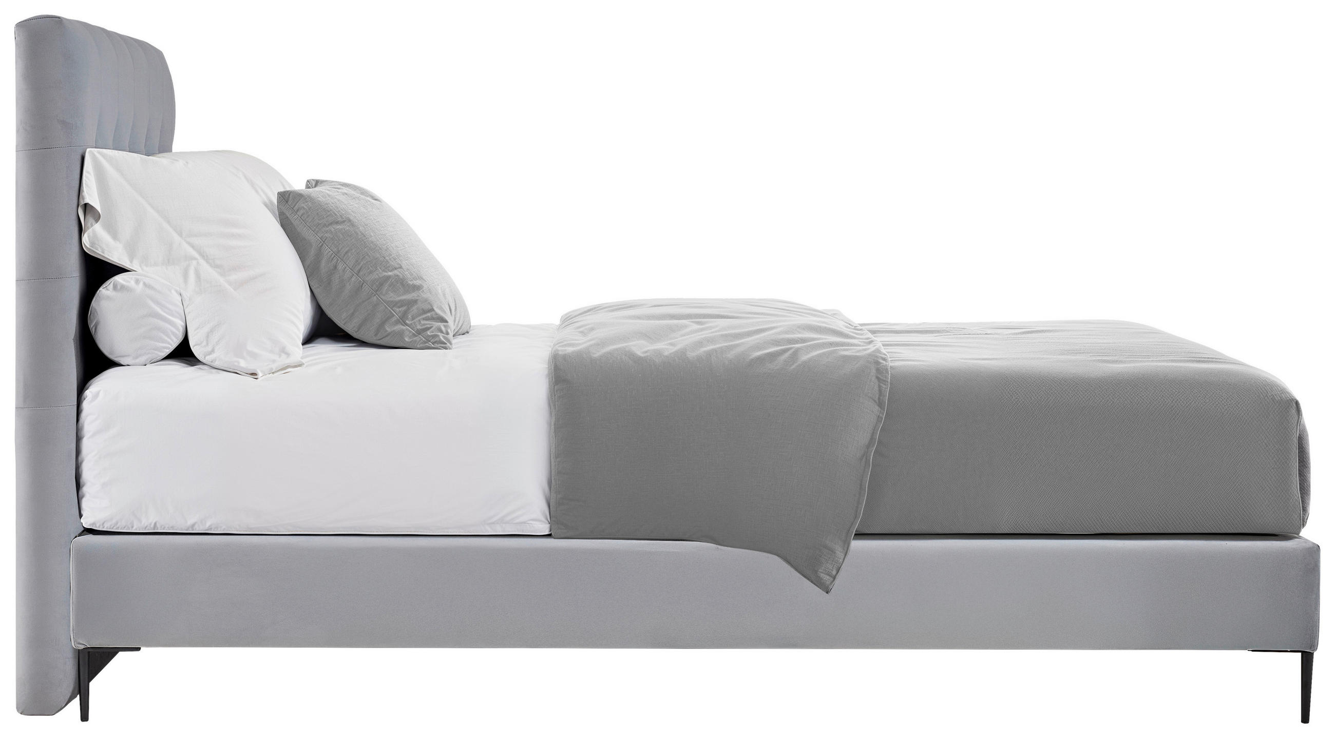 Thumbnail - Mid.you Boxspringbett Essentials,Hellgrau, Textil, Struktur, H2, 5-Zonen, Höhe ca. 21 cm, 140x200 cm, ISO 9001, DIN EN I...