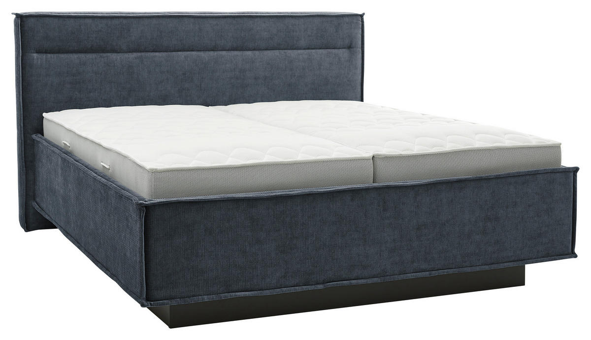 POLSTERBETT 180/200 cm,  in Blau, gepolstertes Kopfteil, Bettkasten, Lattenroste, Matratzen, H4 + H4 = sehr fest  - Blau/Schieferfarben, Design, Textil (180/200cm) - Musterring