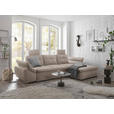 ECKSOFA  in Mikrovelours Creme  - Creme/Schwarz, KONVENTIONELL, Kunststoff/Textil (275/170cm) - Carryhome