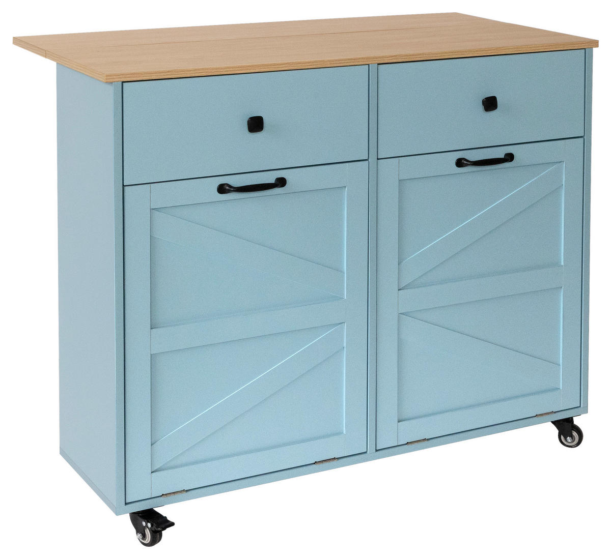 SERVIERWAGEN in Blau  - Blau/Schwarz, Basics, Holzwerkstoff/Kunststoff (100/85/50cm) - MID.YOU