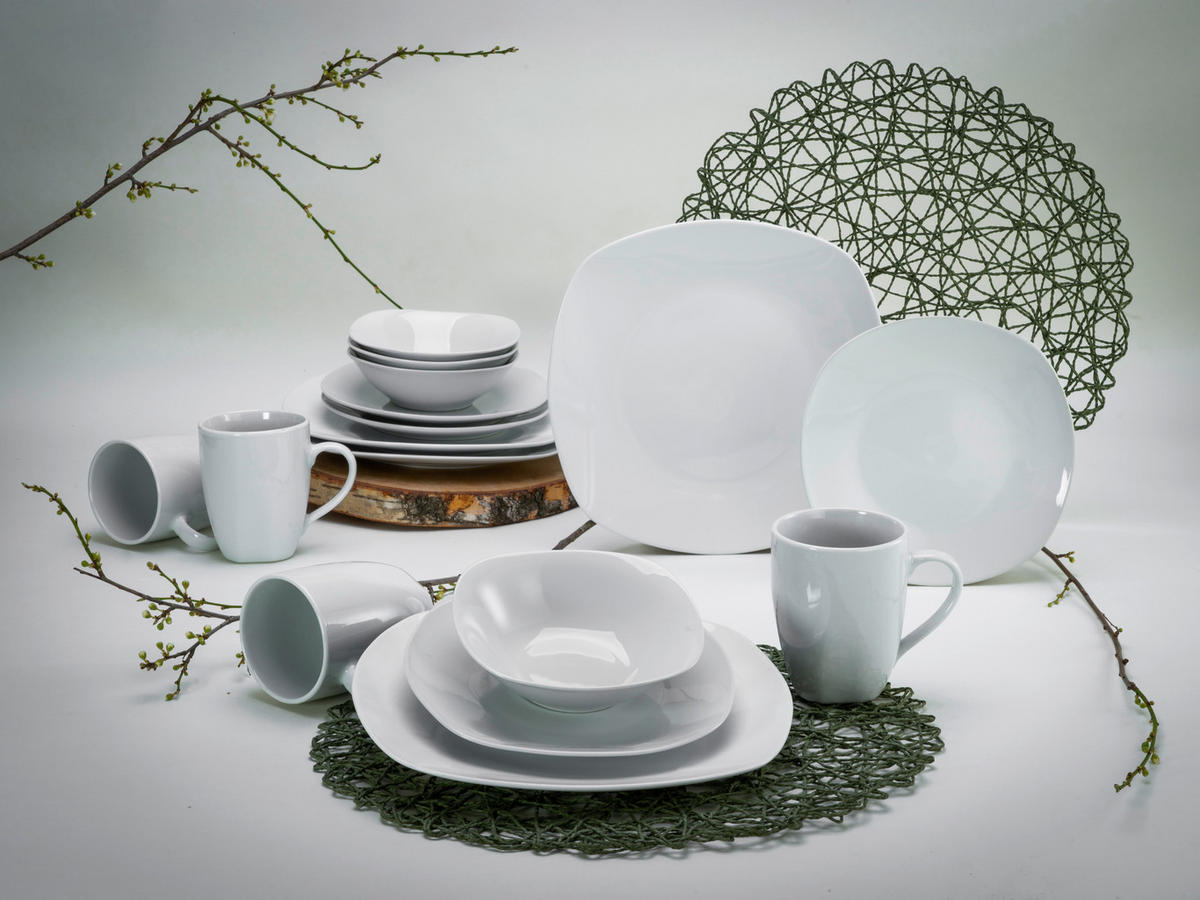 KOMBINOVANÝ SERVIS, 16-dielne, porcelán - biela, Basics, keramika - Creatable