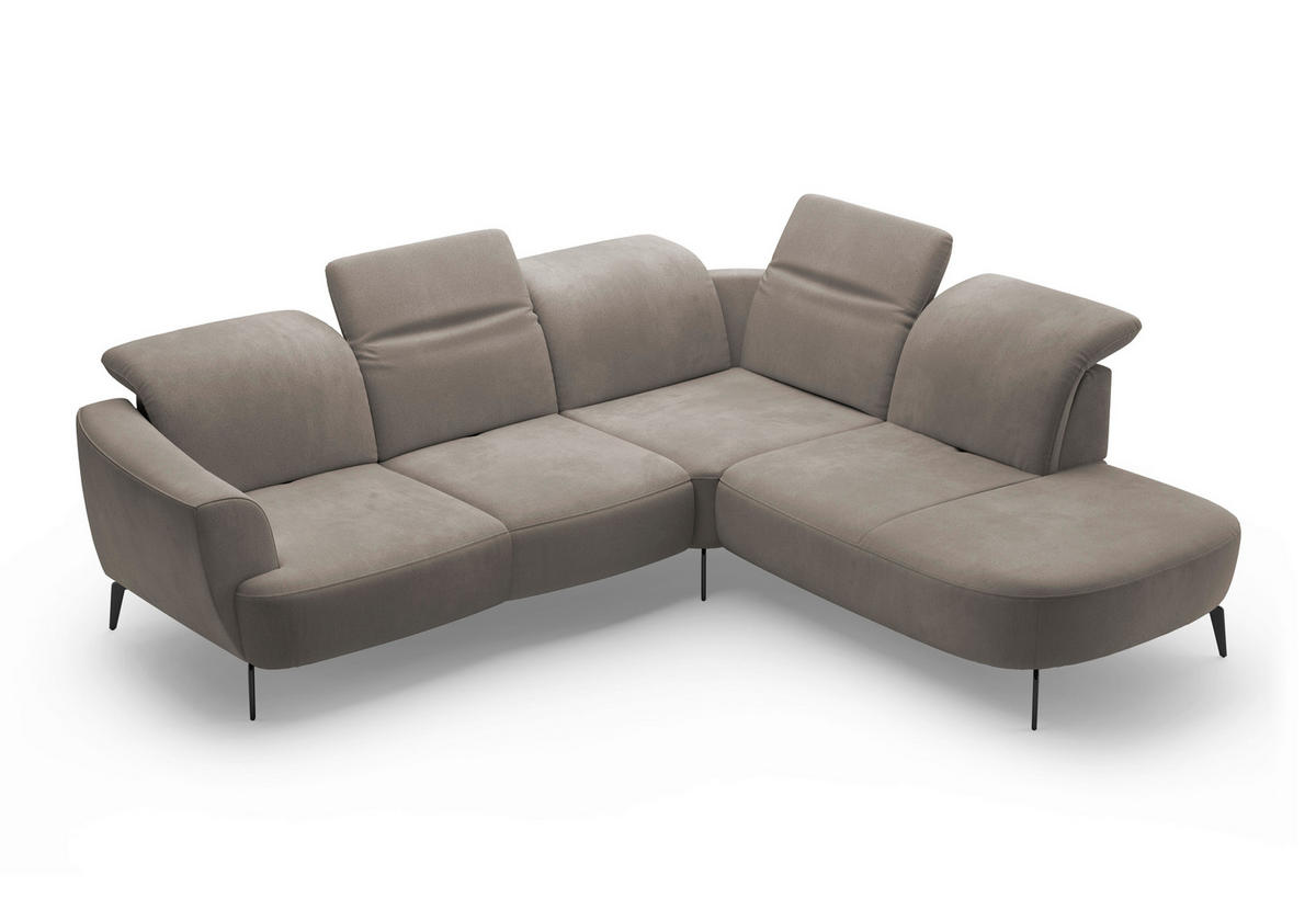 ECKSOFA in Flachgewebe Schlammfarben  300/267 cm  - Schlammfarben/Schwarz, KONVENTIONELL, Textil/Metall (300/267cm) - Sit & More