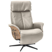 RELAXSESSEL Echtleder Relaxfunktion, Kopfteilverstellung    - Nussbaumfarben/Creme, Design, Leder/Holz (78/104-113/84cm) - Welnova
