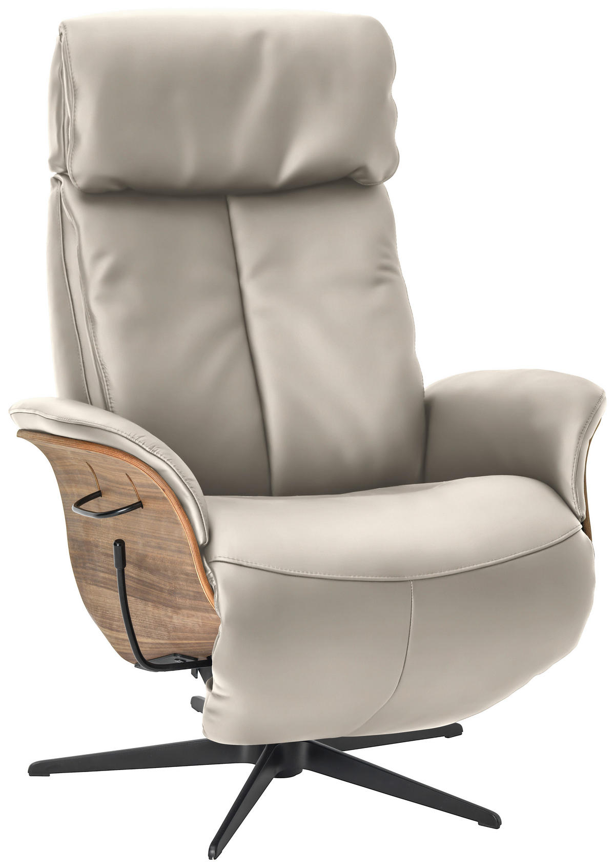 RELAXSESSEL Echtleder Relaxfunktion, Kopfteilverstellung    - Nussbaumfarben/Creme, Design, Leder/Holz (78/104-113/84cm) - Welnova