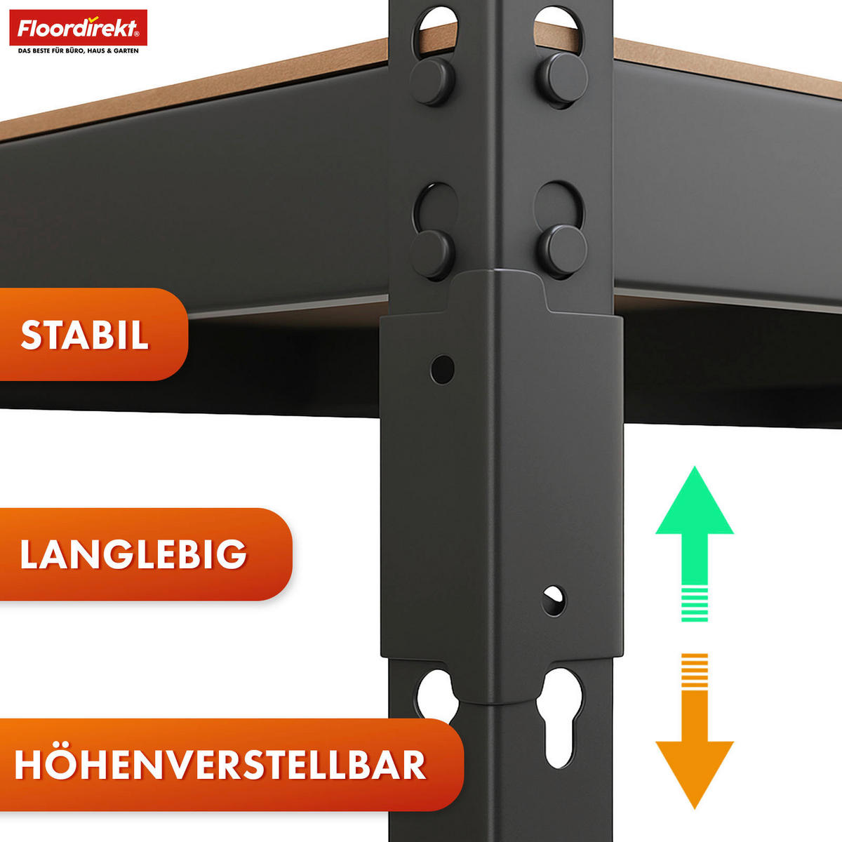 SCHWERLASTREGAL 90/180/60 cm  - Schwarz, Basics, Naturmaterialien/Metall (90/180/60cm) - Floordirekt