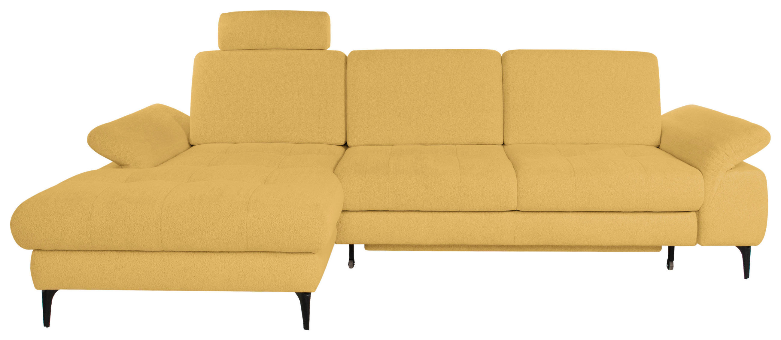 ECKSOFA ALMA in Chenille Gelb  191/285 cm  - Gelb/Schwarz, Design, Textil/Metall (191/285cm) - Livetastic