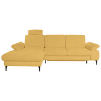 ECKSOFA ALMA in Chenille Gelb  191/285 cm  - Gelb/Schwarz, Design, Textil/Metall (191/285cm) - Livetastic