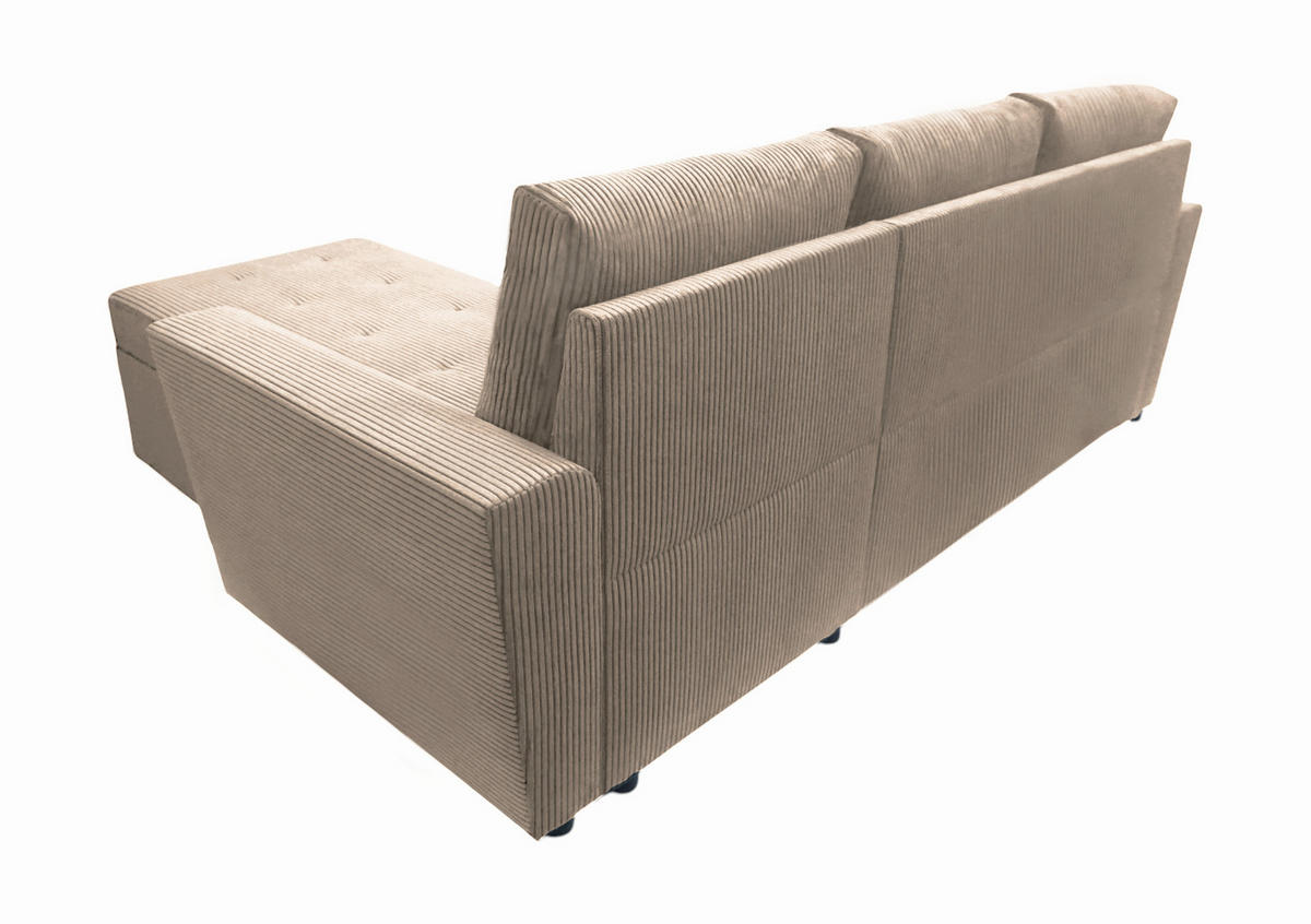 ECKSOFA in Cord Taupe  231/155 cm  - Taupe/Schwarz, Design, Kunststoff/Textil (231/155cm) - MID.YOU