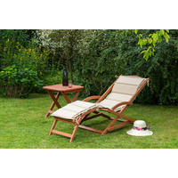 GARTENLIEGE  - Eukalyptusholzfarben/Beige, KONVENTIONELL, Holz/Textil - Gardenson