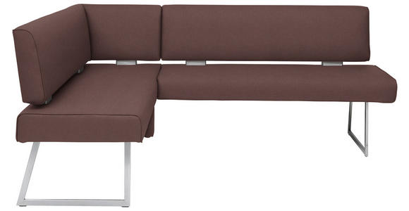 ECKBANK 137/231 cm  in Edelstahlfarben, Dunkelbraun  - Edelstahlfarben/Dunkelbraun, Design, Textil/Metall (137/231cm) - Dieter Knoll