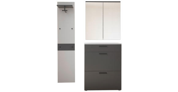 GARDEROBE 3-teilig in 220/200/38 cm - Anthrazit/Grau, KONVENTIONELL, Holzwerkstoff (220/200/38cm) - Moderano