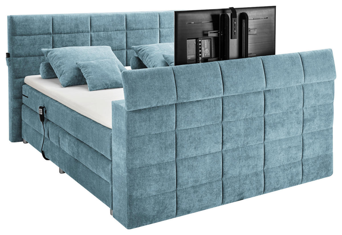 BOXSPRING-ÁGY 180/200 cm  kék  - kék, Konventionell, textil (180/200cm) - Carryhome