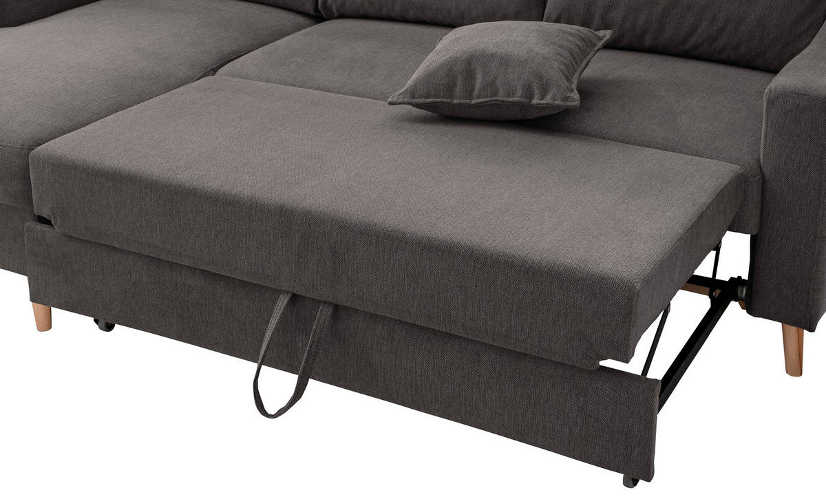 ECKSOFA in Struktur Anthrazit  - Anthrazit/Naturfarben, Konventionell, Holz/Textil (150/228cm) - P & B
