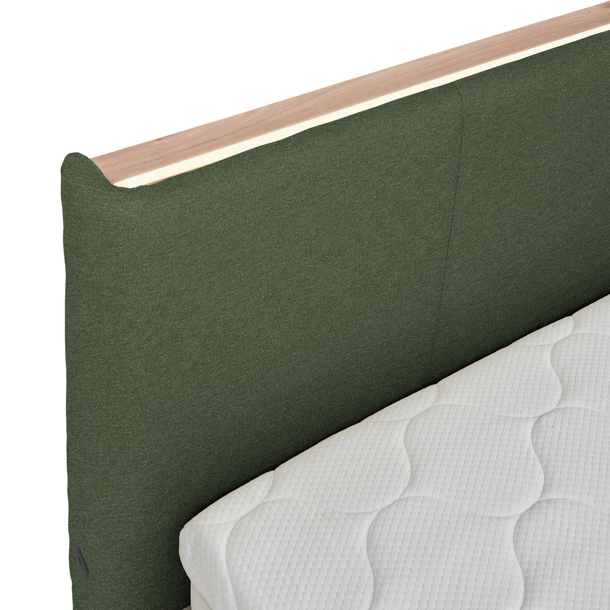 POLSTERBETT Beleuchtung, Lattenrost, Bettkasten Grün 160/200 cm  - Birkefarben/Hickory, Design, Holz/Holzwerkstoff (160/200cm) - Lomoco