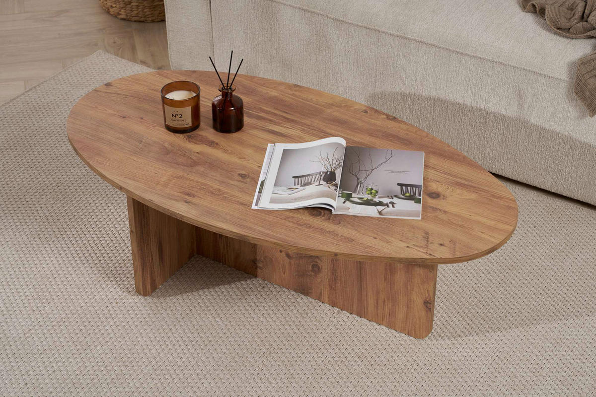 COUCHTISCH 120/40/65 cm Freiform Pinienfarben  - Pinienfarben, Design, Holzwerkstoff (120/40/65cm) - MID.YOU