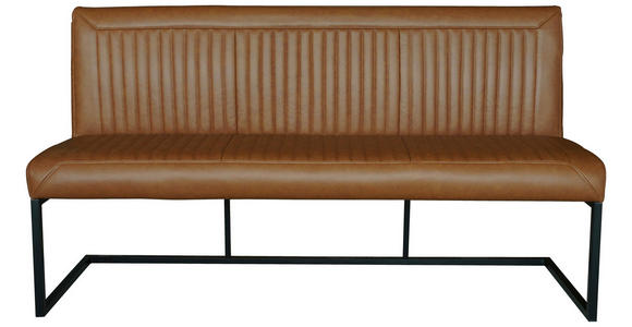 SITZBANK 170/92/63 cm  in Cognac  - Cognac/Schwarz, Design, Leder/Metall (170/92/63cm) - Ambia Home