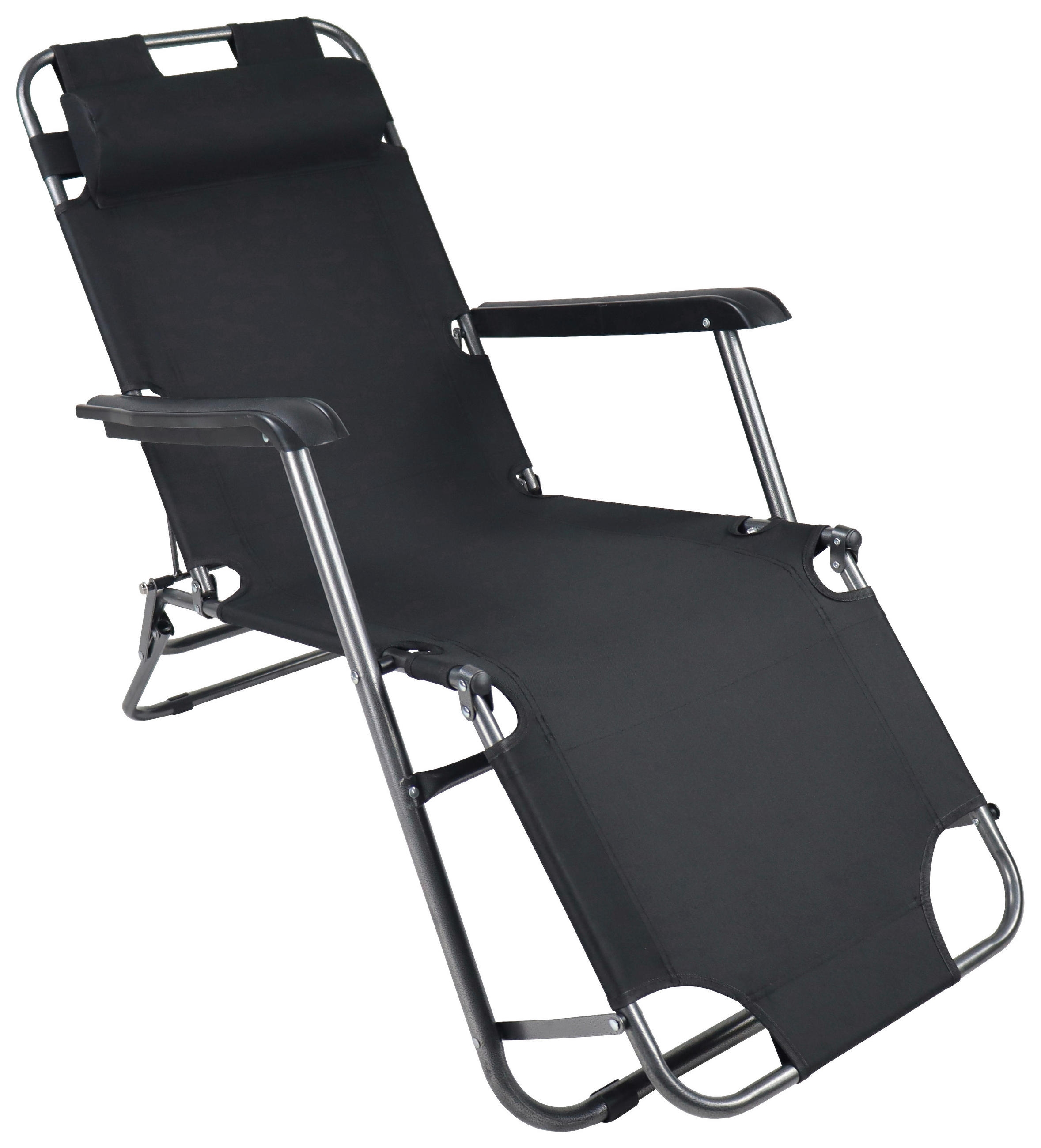 GARTENLIEGE 60/27/153 cm  - Schwarz, MODERN, Kunststoff/Textil (60/27/153cm) - Ambia Garden