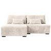 ECKSOFA Cord Creme  - Creme/Schwarz, Modern, Holz/Textil (146/210cm) - MID.YOU