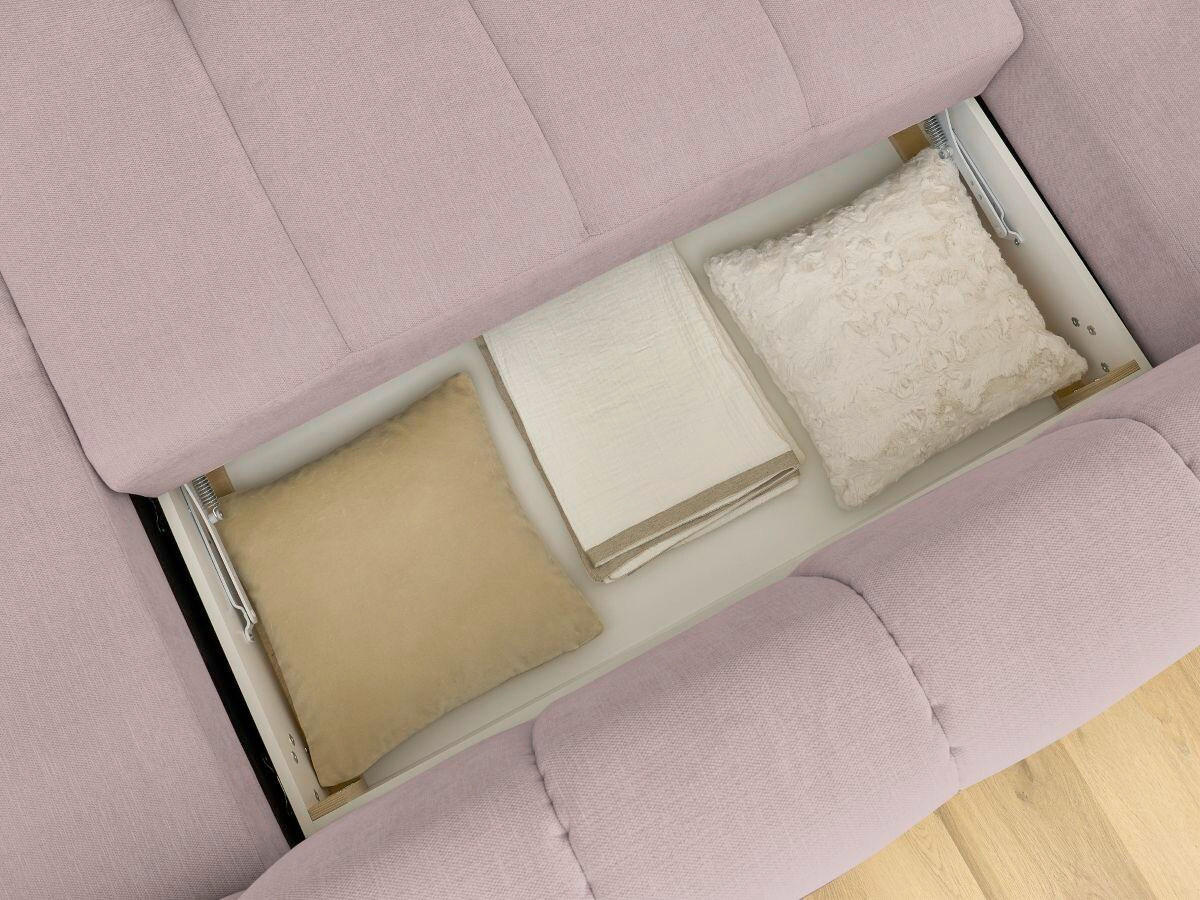 WOHNLANDSCHAFT  FUJI  Pink Leinenoptik  - Pink/Schwarz, MODERN, Kunststoff/Textil (204/377/160cm)