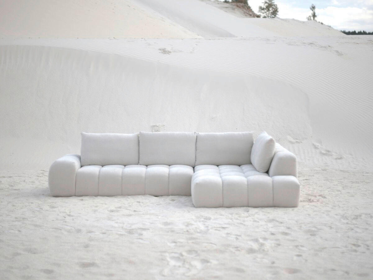 ECKSOFA Ottomane rechts  EVEREST Beige Struktur  - Beige/Schwarz, MODERN, Kunststoff/Textil (352/210cm) - Livetastic