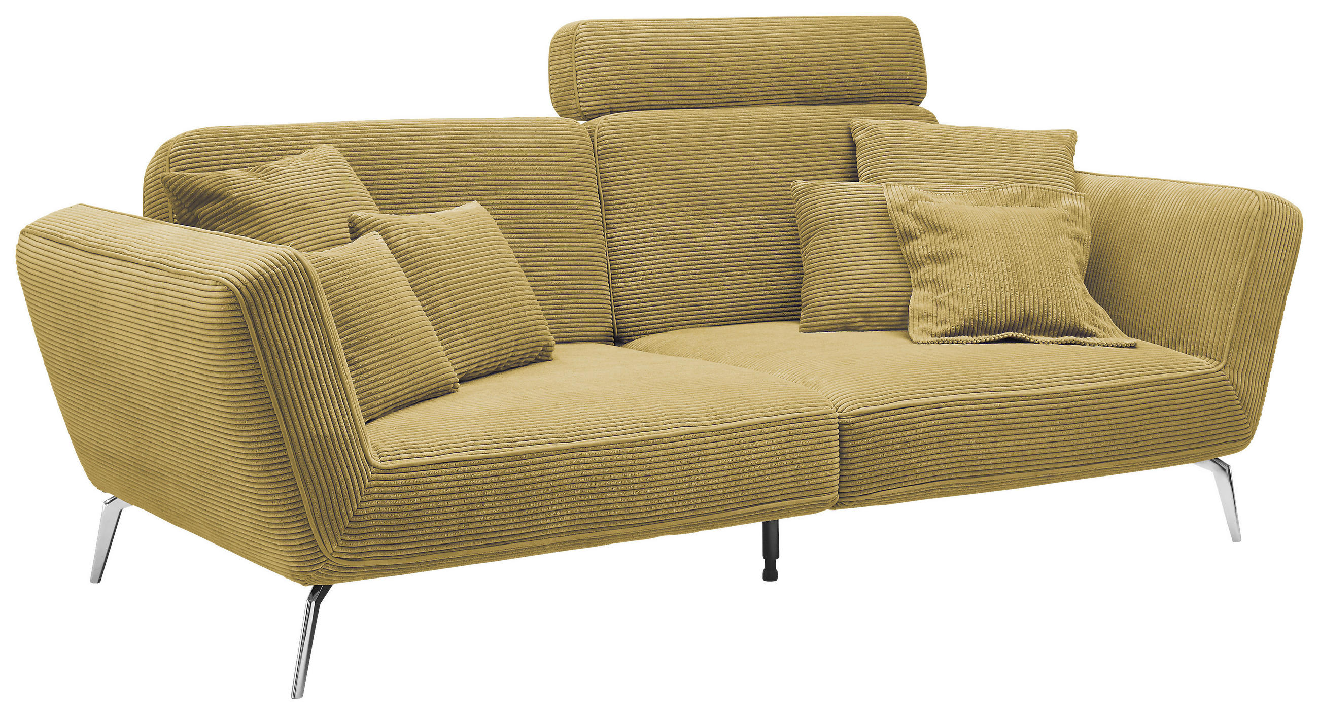3-SITZER-SOFA Cord Gelb  - Chromfarben/Gelb, KONVENTIONELL, Kunststoff/Textil (260/90/125cm) - SetOne by Musterring
