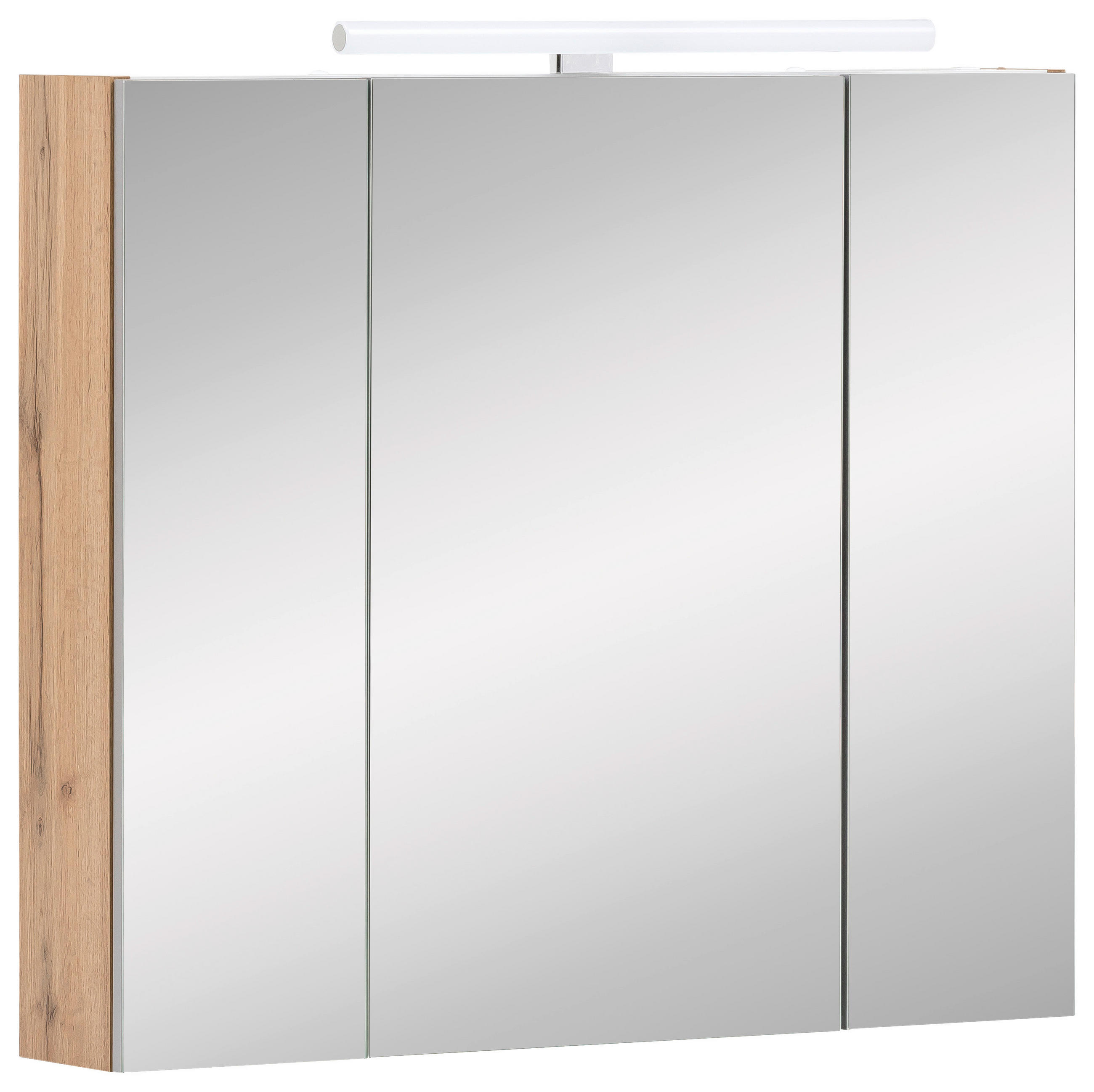 SPIEGELSCHRANK 80/71-75/16 cm  - Eichefarben/Nickelfarben, MODERN, Glas/Holzwerkstoff (80/71-75/16cm) - Stylife