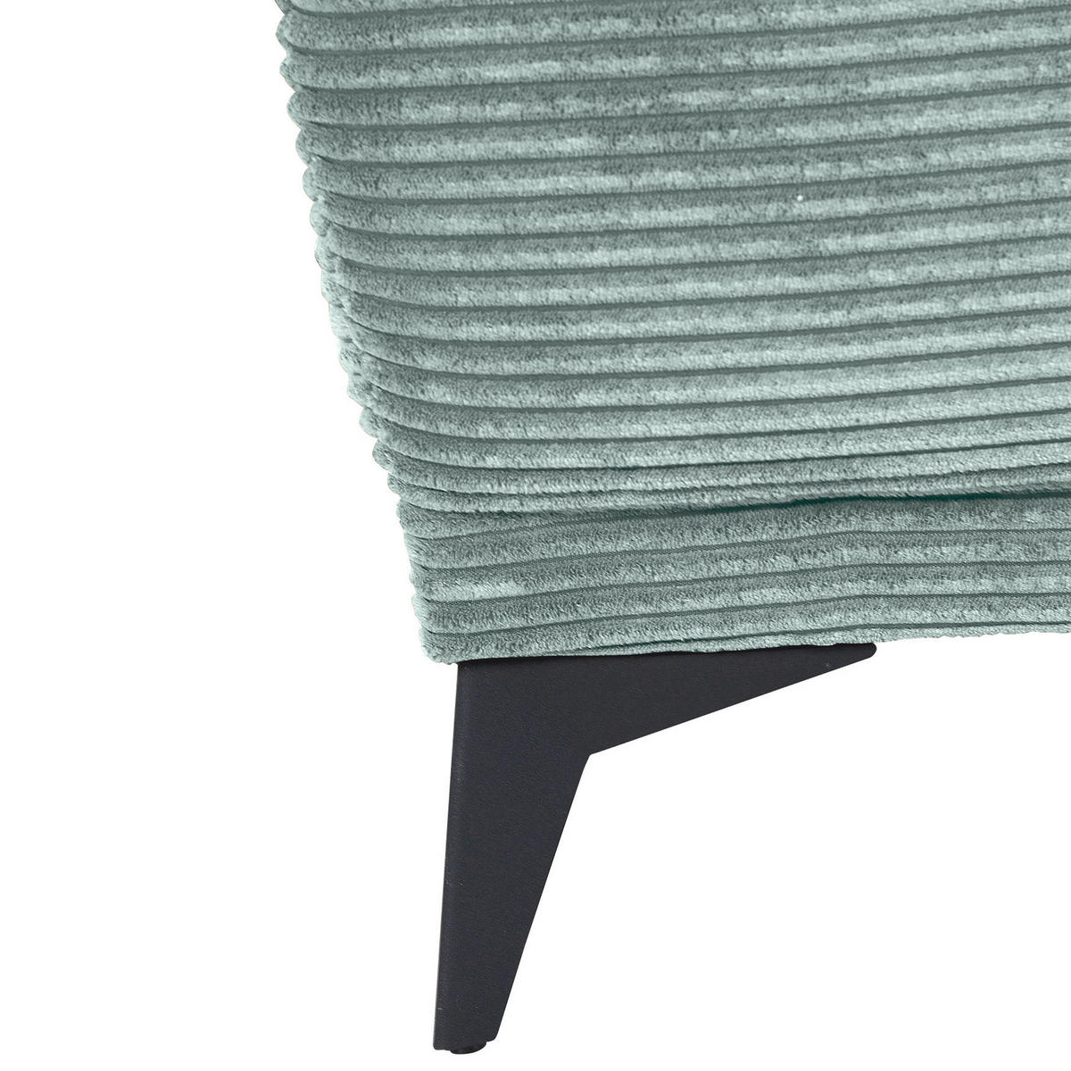 ECKSOFA Mintgrün Cord Rücken echt, Sitzvorzug  - Schwarz/Mintgrün, KONVENTIONELL, Textil/Metall (165/295cm) - Carryhome