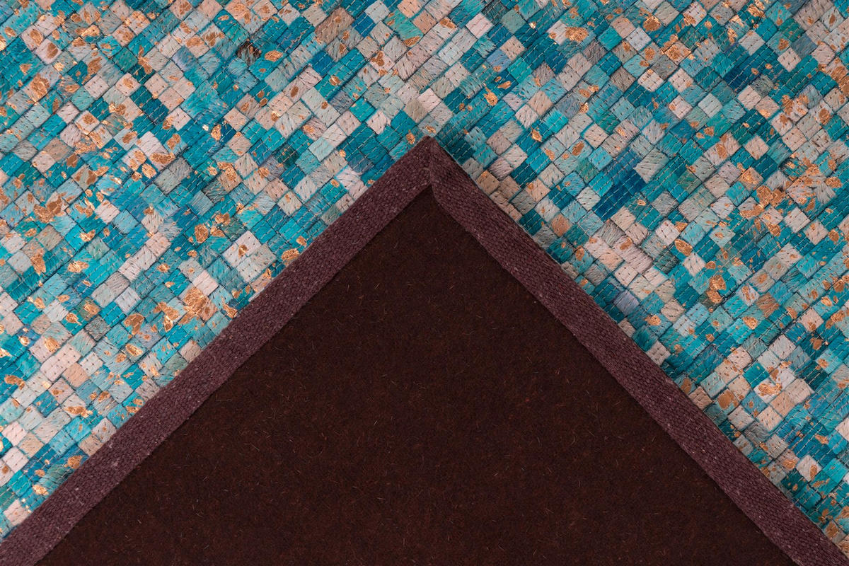 FLACHWEBETEPPICH 160/230 cm Finish 125 Türkis / Gold Türkis, Goldfarben  - Türkis/Goldfarben, Basics, Leder/Textil (160/230cm) - Novel