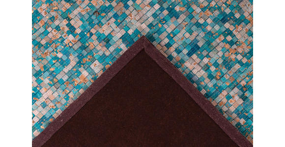 FLACHWEBETEPPICH 160/230 cm Finish 125 Türkis / Gold Türkis, Goldfarben  - Türkis/Goldfarben, Basics, Leder/Textil (160/230cm) - Novel