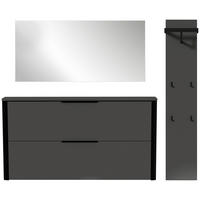 GARDEROBE 3-teilig 200/191/34 cm  - Anthrazit/Schwarz, Design, Glas/Holzwerkstoff (200/191/34cm) - Dieter Knoll