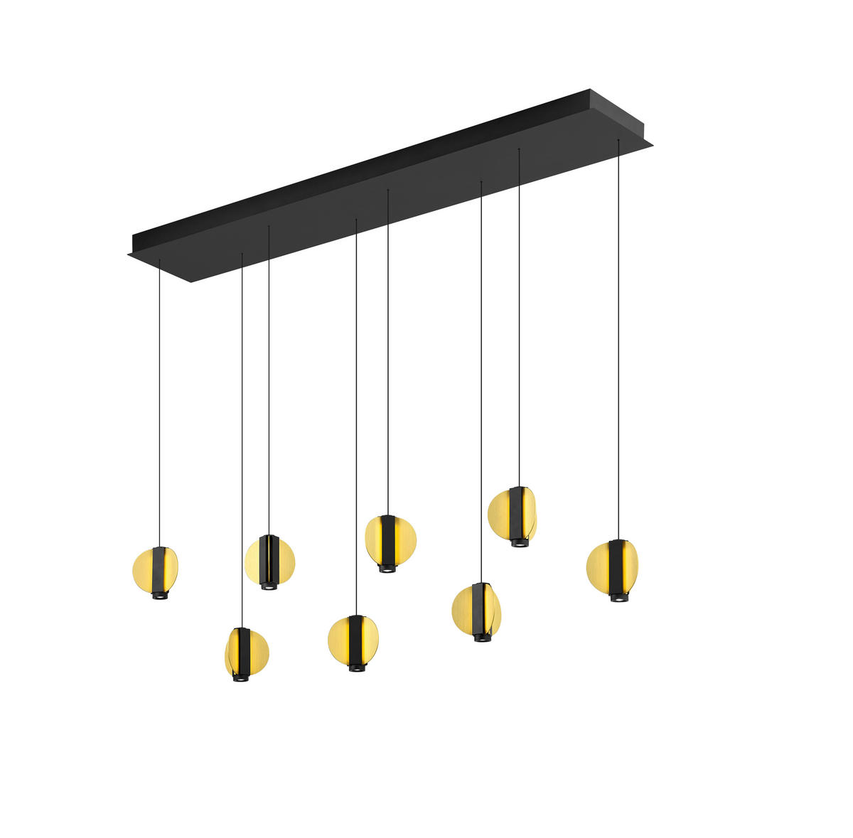LED-PENDELLEUCHTE IRIS 140/60-180 cm   - Goldfarben/Schwarz, Trend, Metall (140/60-180cm) - Hell