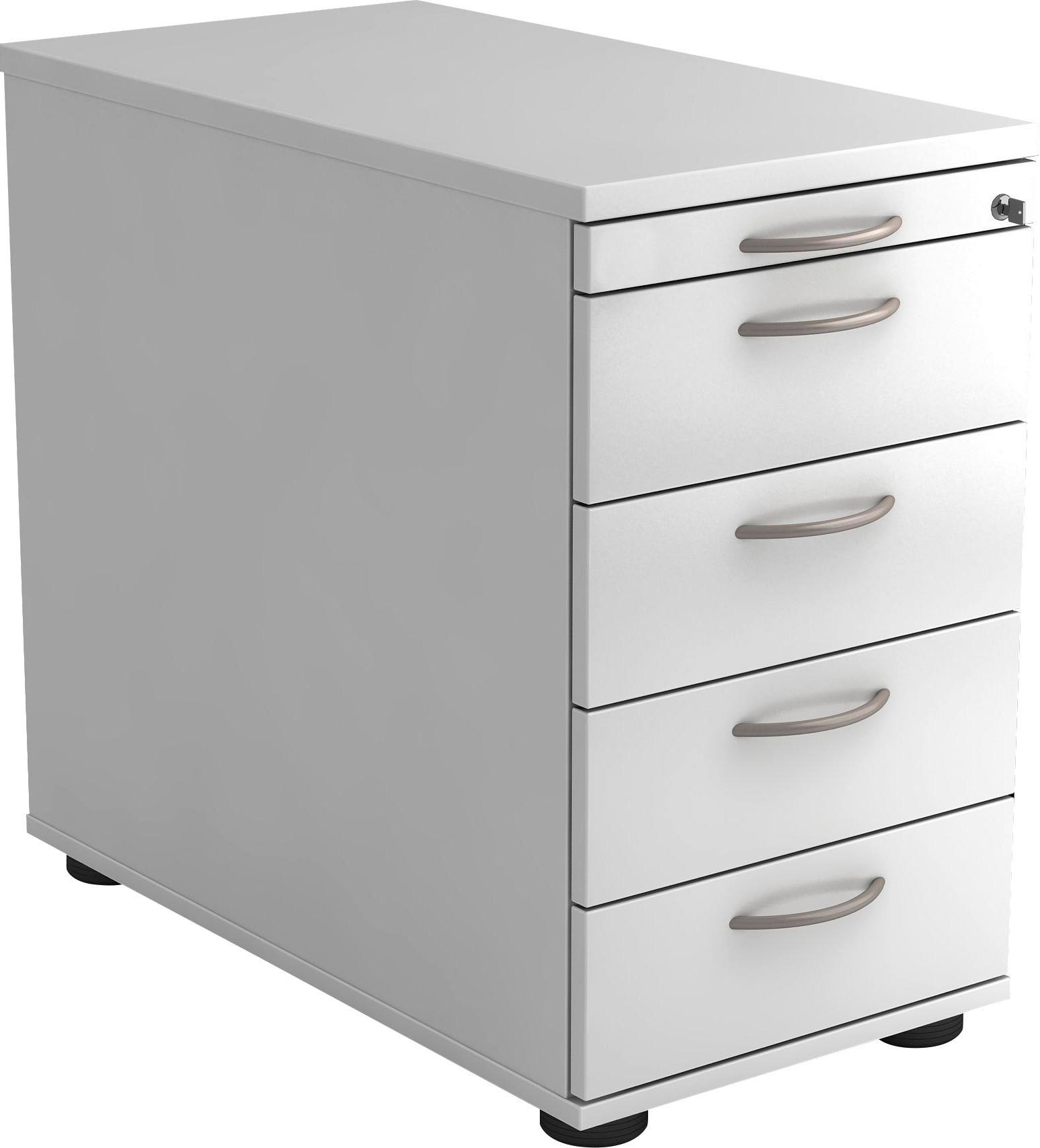 ANSTELLCONTAINER Weiß  - Alufarben/Weiß, KONVENTIONELL, Holzwerkstoff/Kunststoff (42,8/72-76/80cm) - Venda
