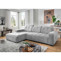 ECKSOFA in Chenille Grau  - Schwarz/Grau, Modern, Textil/Metall (292/185cm) - Livetastic