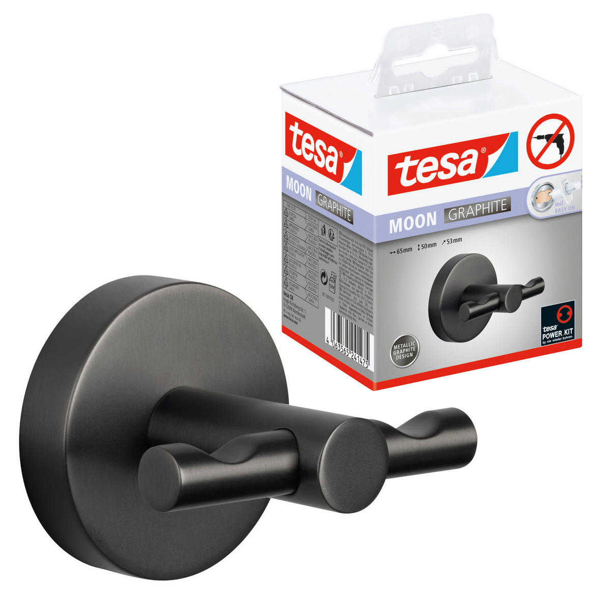 GARDEROBENHAKEN  in Anthrazit  - Anthrazit, Basics, Metall (6,5/5/5,3cm) - Tesa